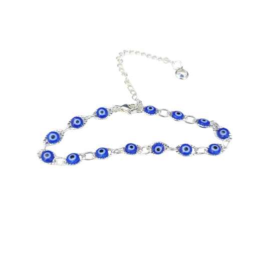 Oval Beaded Evil Eye Bracelet, Blue Beaded Eye Bracelet, Protection Jewelry