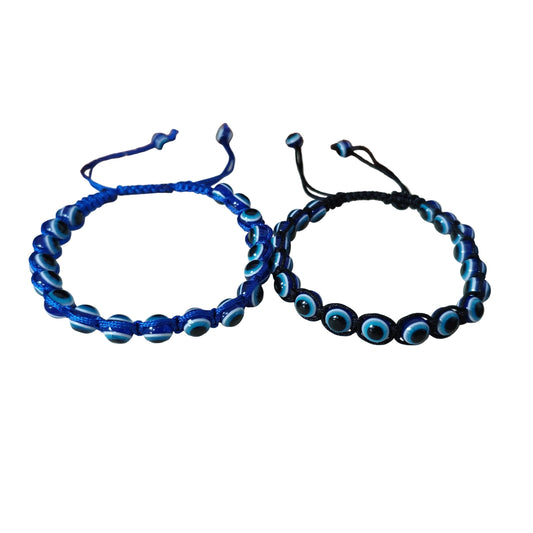 Beaded Evil Eye Slider Bracelet, Unisex Eye Bracelet, Protection Jewelry, Adjustable