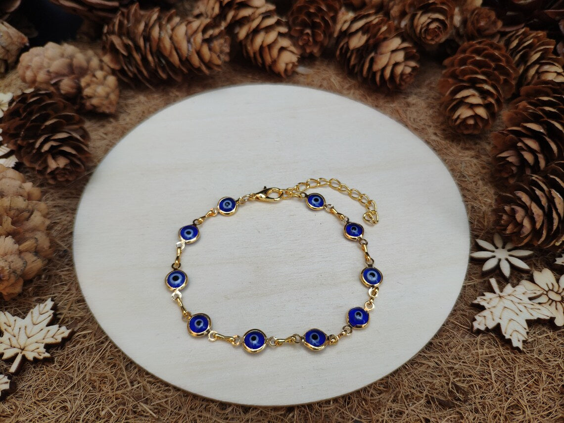 Glass Beaded Evil Eye Bracelet